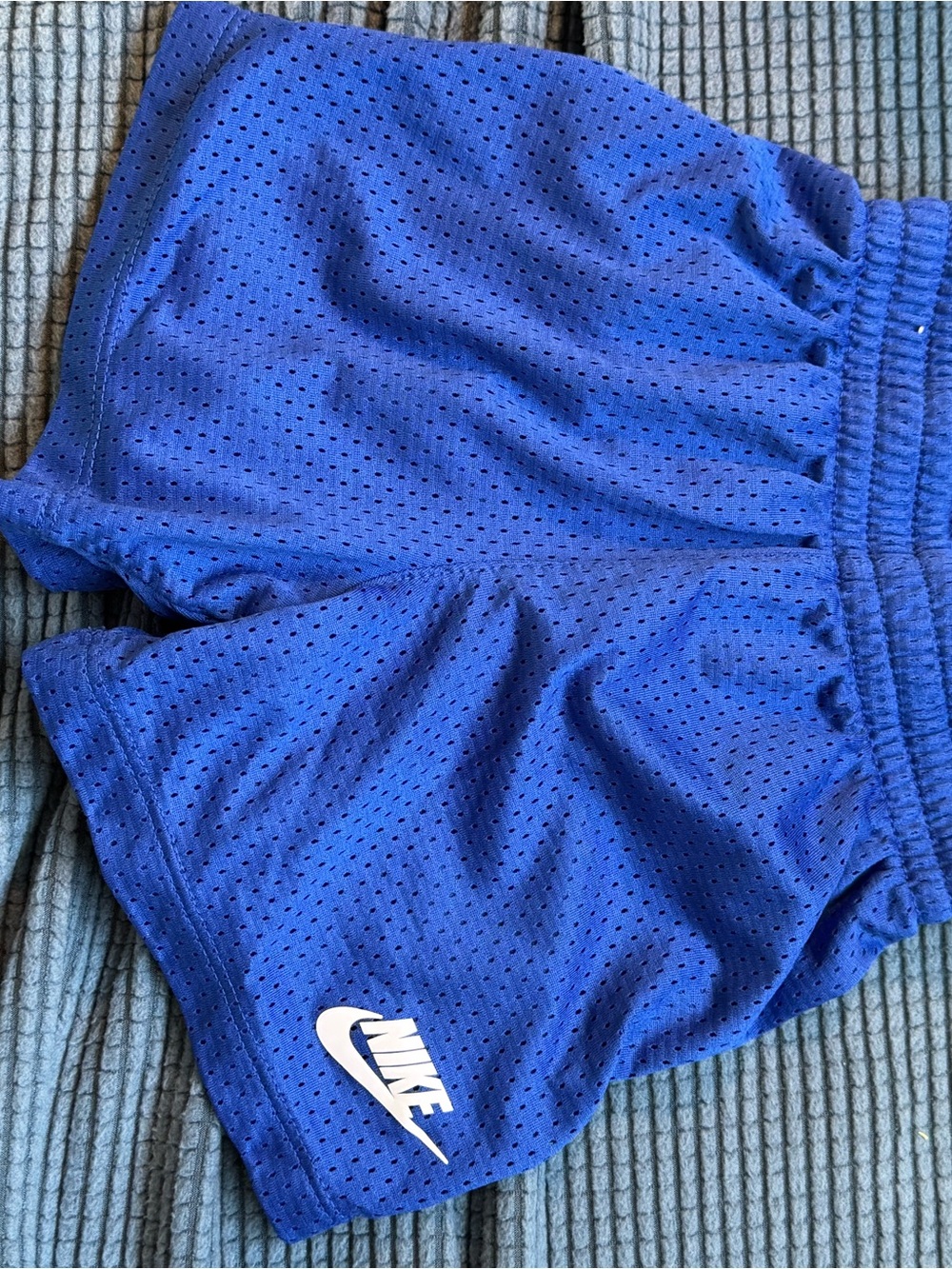 Nike Royal Blue Kids Athletic Mesh Shorts with White Logo